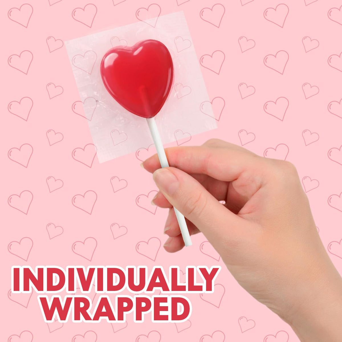 Heart Shaped Lollipops, Allura Red, Bulk, 8 Oz