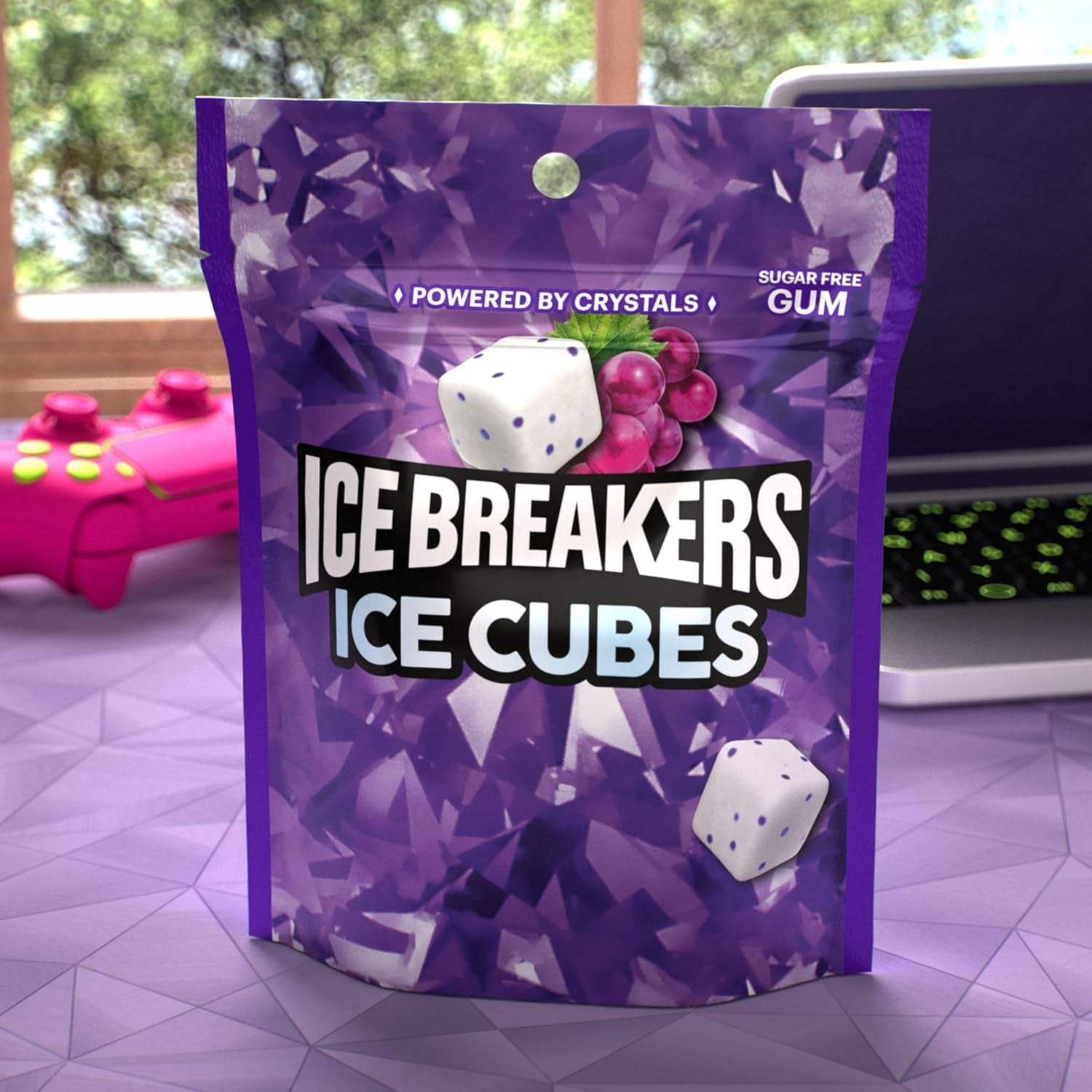 ICE BREAKERS Ice Cubes Arctic Grape Flavored Sugar Free Chewing Gum Pouch, 8.11 Oz (100 Pieces)