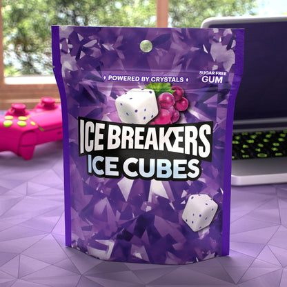 ICE BREAKERS Ice Cubes Arctic Grape Flavored Sugar Free Chewing Gum Pouch, 8.11 Oz (100 Pieces)