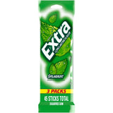 EXTRA Spearmint Sugar Free Chewing Gum, 3 Pack Bulk Gum (45 Sticks Total)