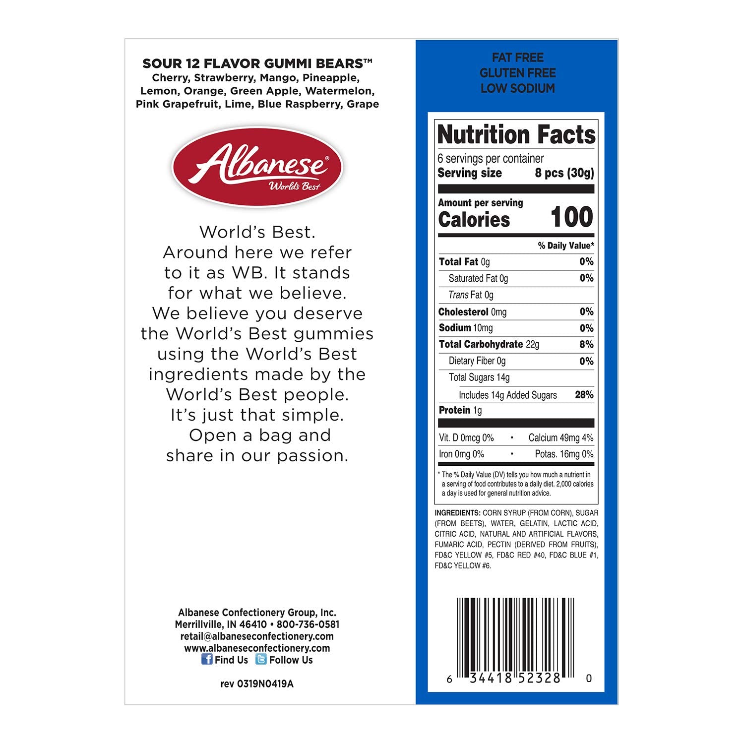 Albanese World'S Best Sour 12 Flavor Gummi Bears | 7 oz Bag of Candy, Pack of 12