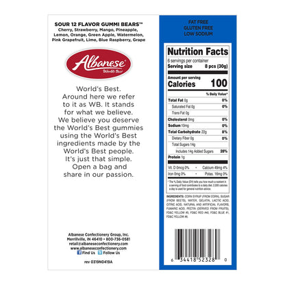 Albanese World'S Best Sour 12 Flavor Gummi Bears | 7 oz Bag of Candy, Pack of 12