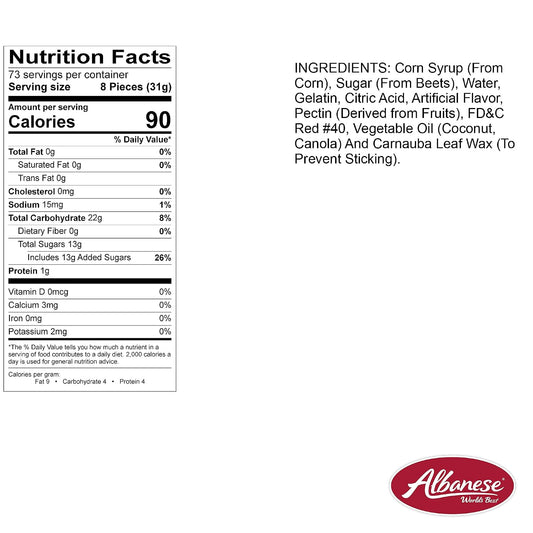 Albanese Candy, Berry Red Gummi Raspberries, 5-Pound Bag 