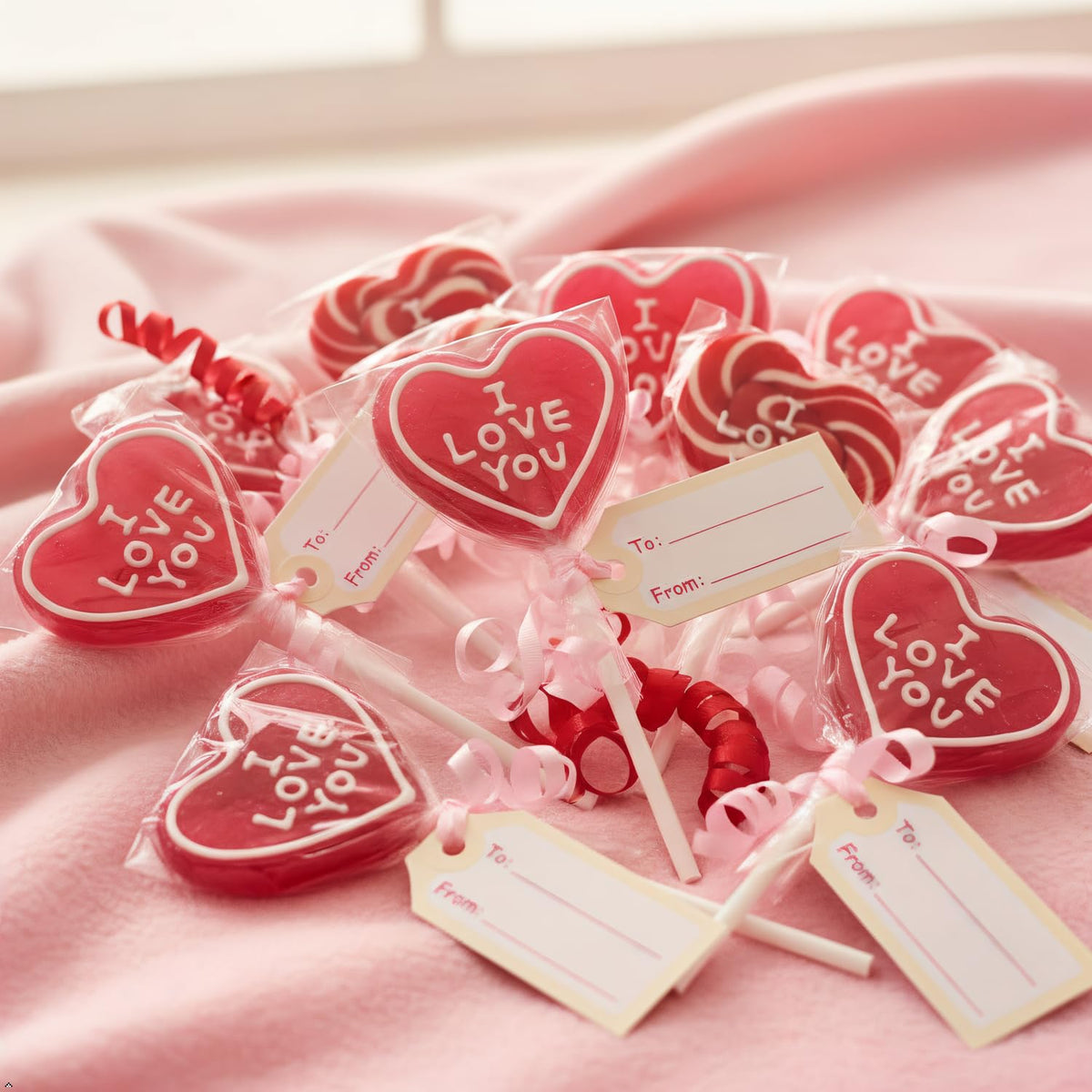 Valentine’s Day Heart Lollipops Candy 24 Pack – Dye Free, Fruity Sweet Love Pops