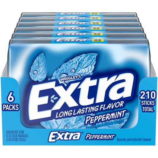 EXTRA Peppermint Sugar Free Chewing Gum Mega Pack - 35 Stick, 6 Pack