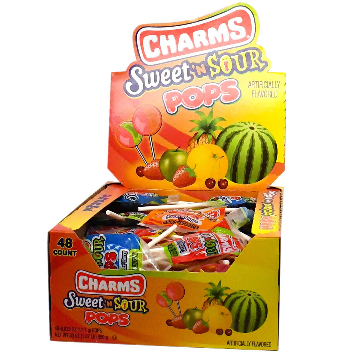 Tootsie Roll Charms Sweet 'N Sour Pops, 48 Count