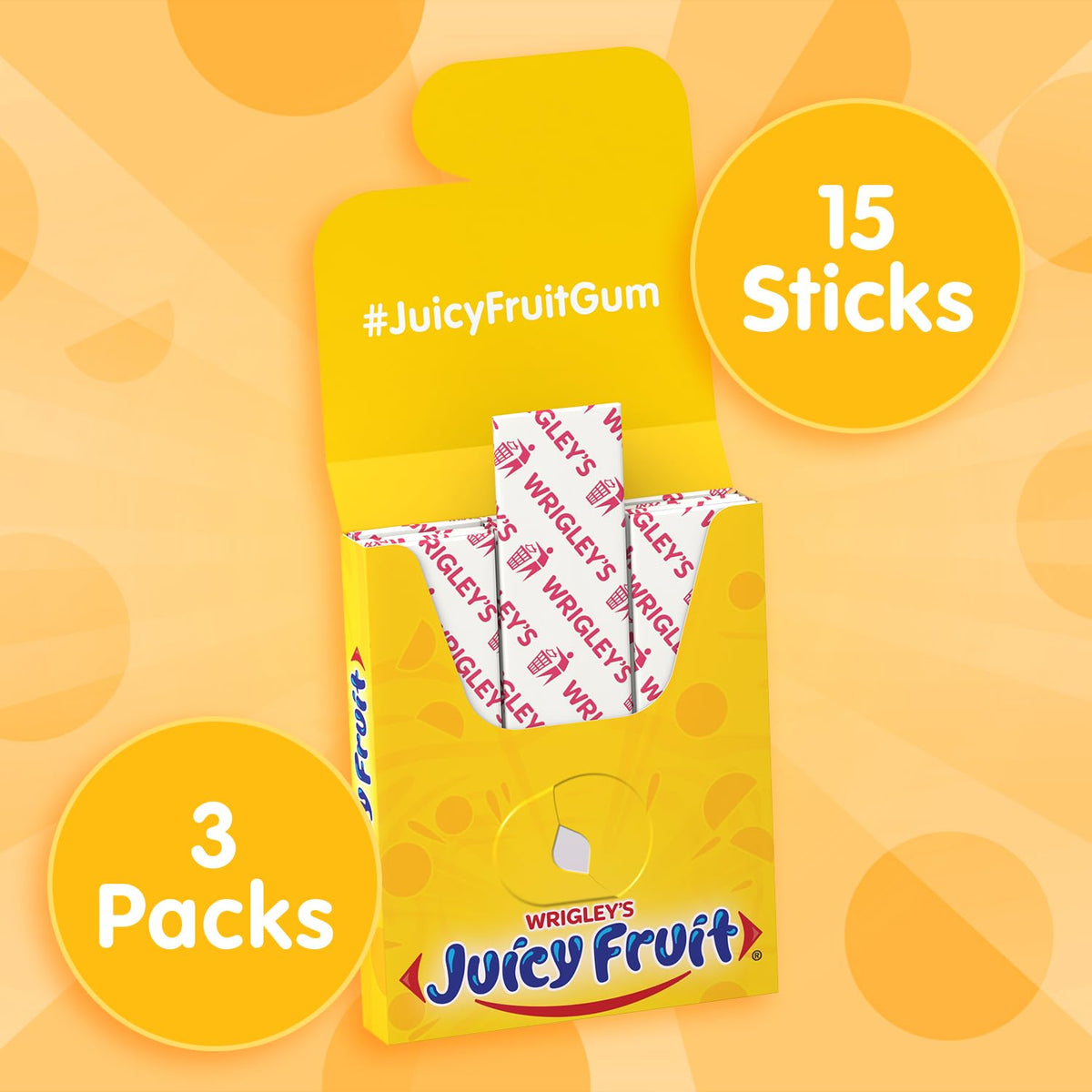 JUICY FRUIT Original Chewing Gum Bulk Candy Individually Wrapped 45 Ct 3 Pk