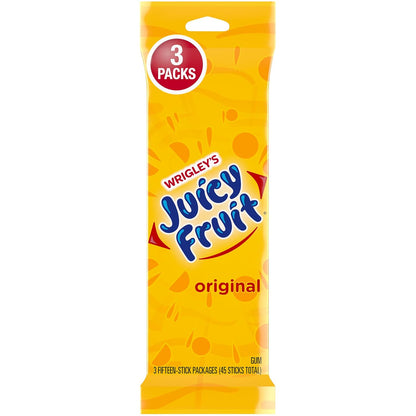 JUICY FRUIT Original Chewing Gum Bulk Candy Individually Wrapped 45 Ct 3 Pk
