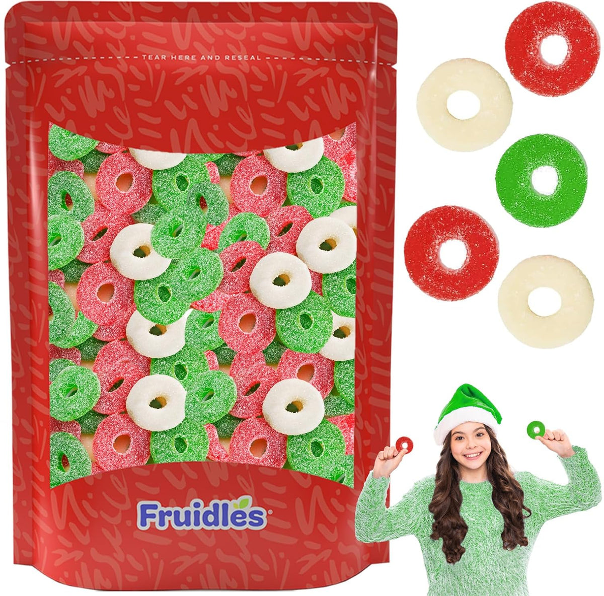 Fruidles Christmas Gummi Wreaths, Delicious Gummy Candy, Fun and Festive Holiday Snacking (Half-Pound)