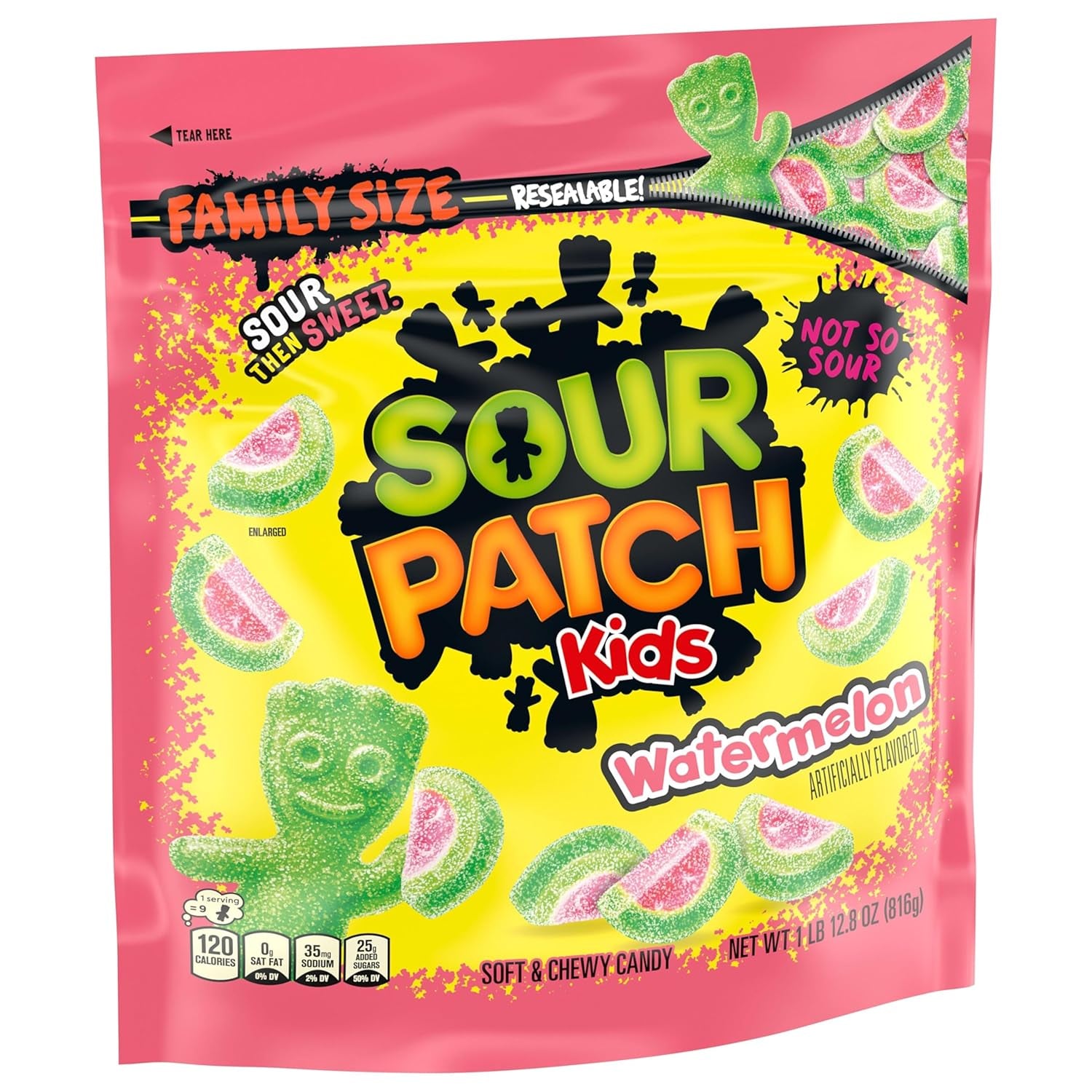 SOUR PATCH KIDS Watermelon Soft & Chewy Gummy Candy, Family Size, Bulk Candy, 1.8 Lb