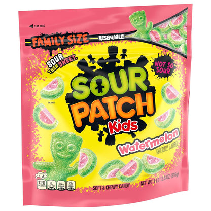 SOUR PATCH KIDS Watermelon Soft & Chewy Gummy Candy, Family Size, Bulk Candy, 1.8 Lb
