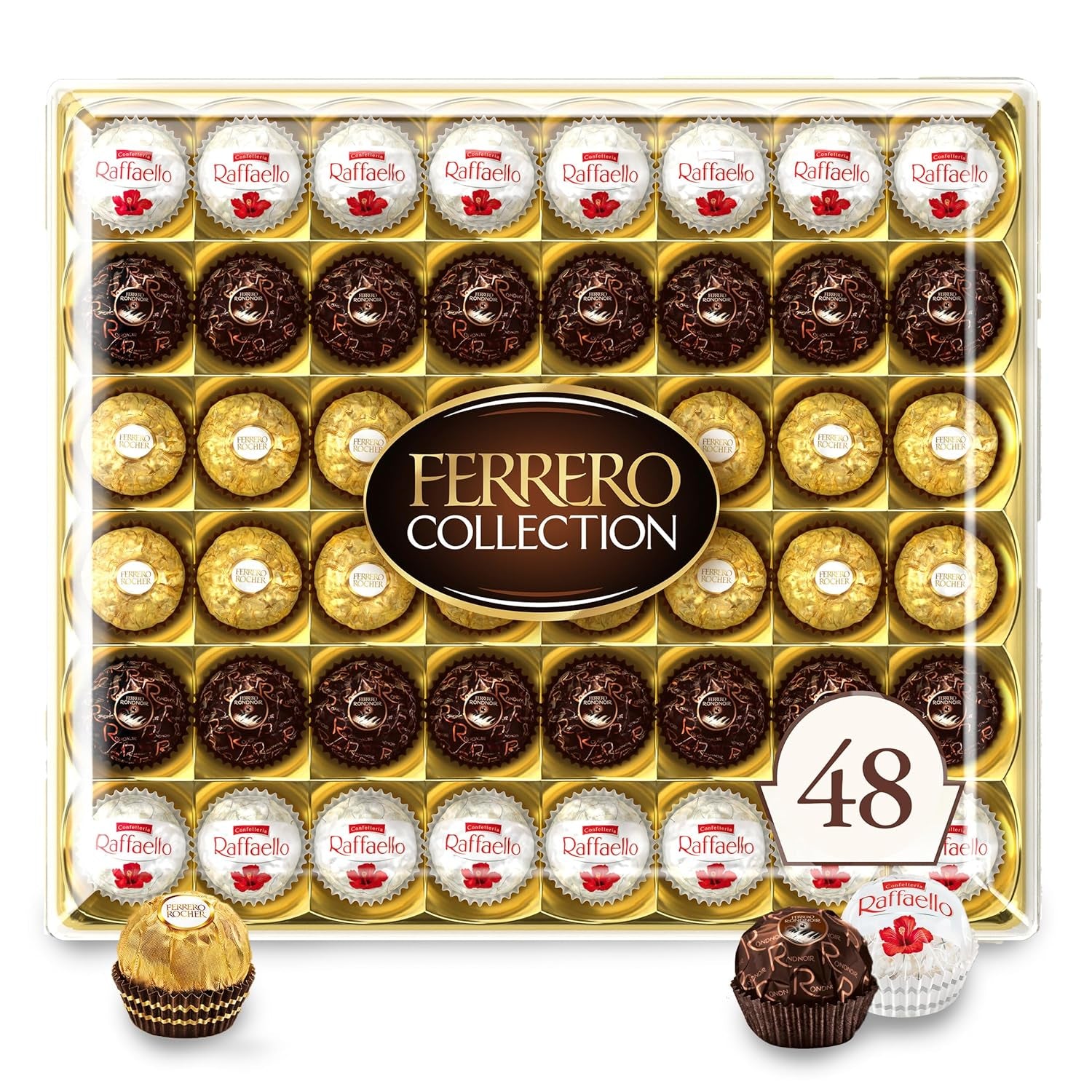 Ferrero Collection, Premium Assorted, Hazelnut, Dark Chocolate and Coconut, 48 Count Premium Treats
