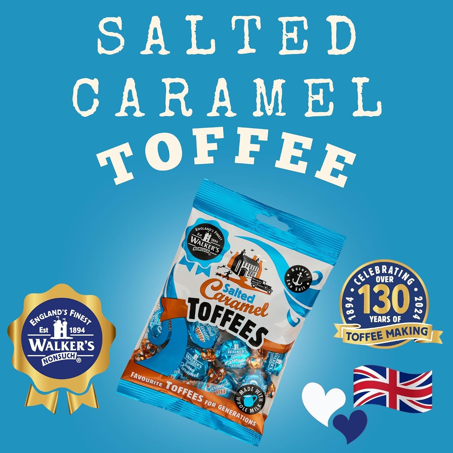 Walkers Nonsuch Salted Caramel Toffees Bag 5.29 Oz (150G) - British Chewy Butter Toffee Candy