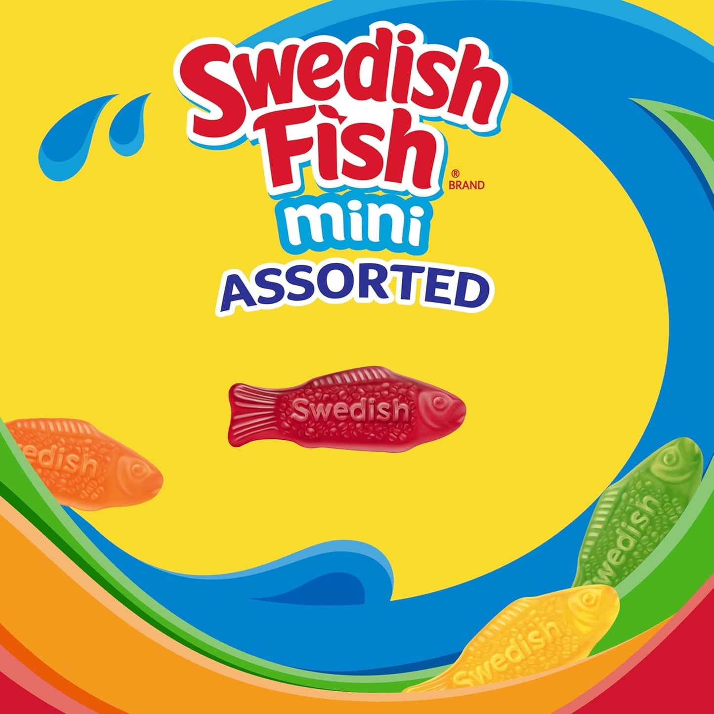SWEDISH FISH Mini Assorted Soft & Chewy Gummy Candy, Family Size, Bulk Candy, 1.8 Lb