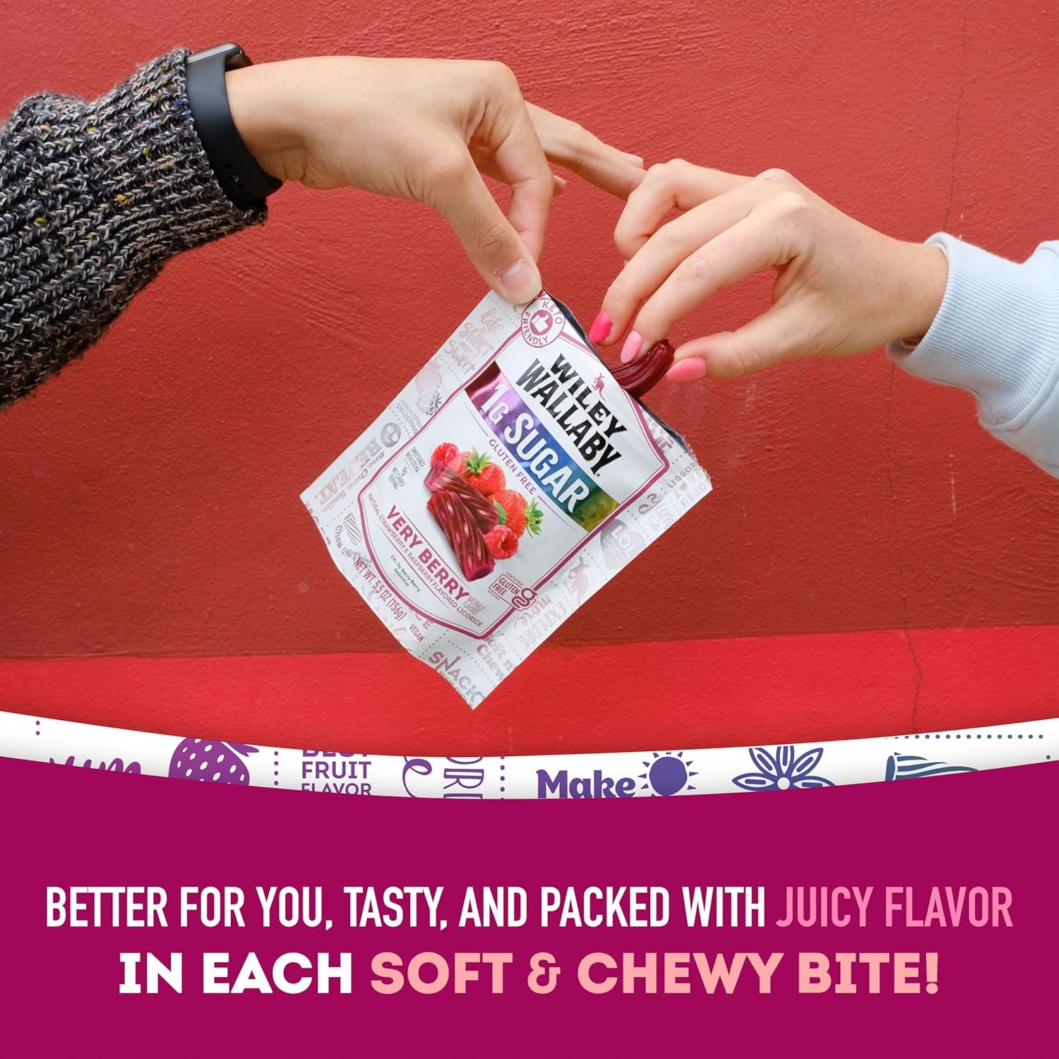 Wiley Wallaby Low Sugar Gluten Free Very Berry Licorice Candy, 5.5Oz, 3Pk