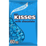 HERSHEY'S KISSES Milk Chocolate Candy Bulk Bag, Blue Foils, 60 Oz