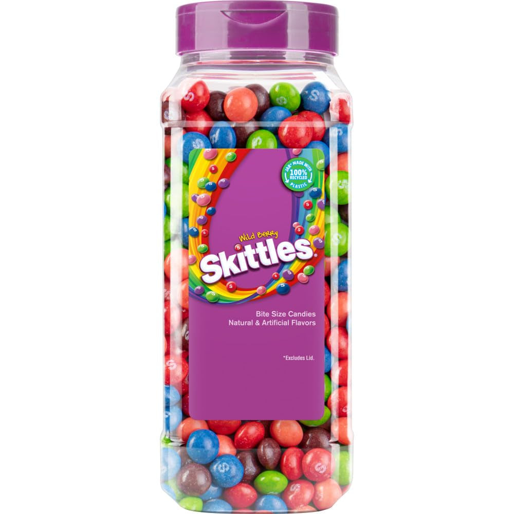 SKITTLES Wild Berry Chewy Fruit Flavor Candy 30Oz Resealable Bulk Candy Jar