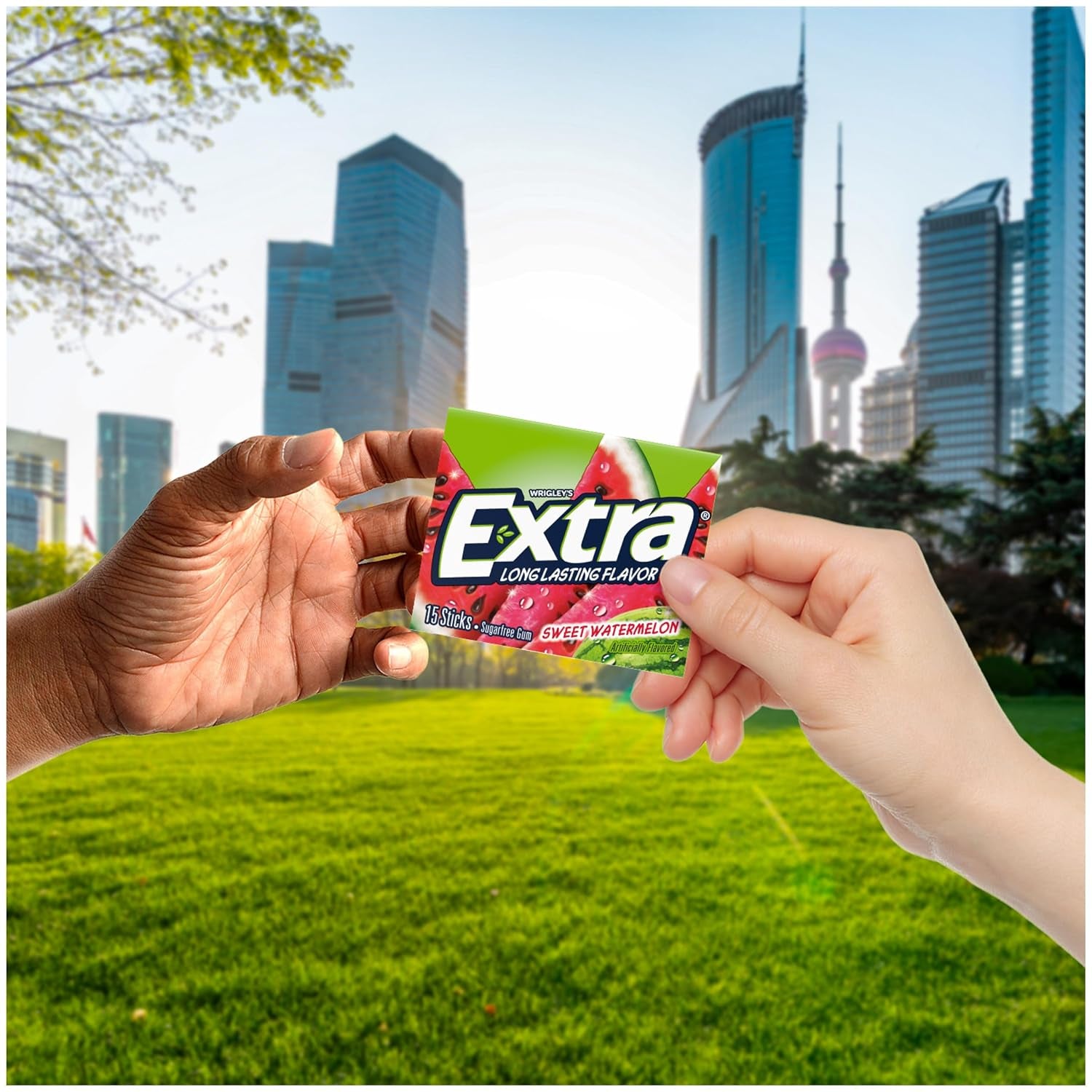 EXTRA Gum Sweet Watermelon Sugarfree, Bulk, Individually Wrapped, Flavor 15 Count, Pack of 10