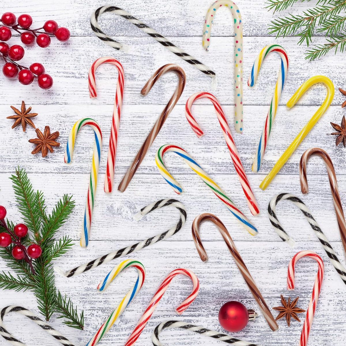 Taboom Bulk Assorted Candy Cane 96 Count - Christmas Candy Canes Variety Fruity Flavors Cherry, Lemon, & Hot Cocoa Holiday Colorful Candy Bulk