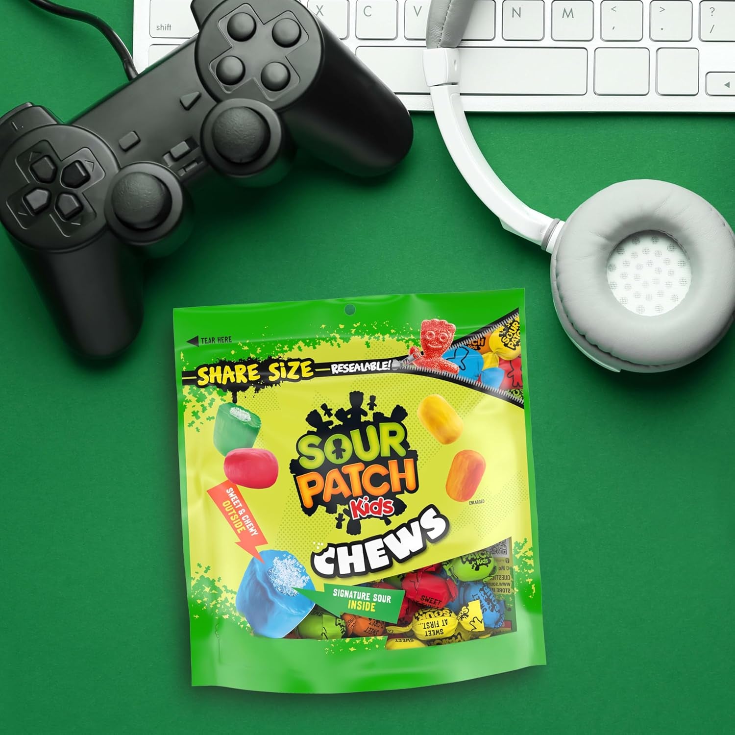 SOUR PATCH KIDS Chews Soft & Chewy Candy, Share Size, 8.12 Oz