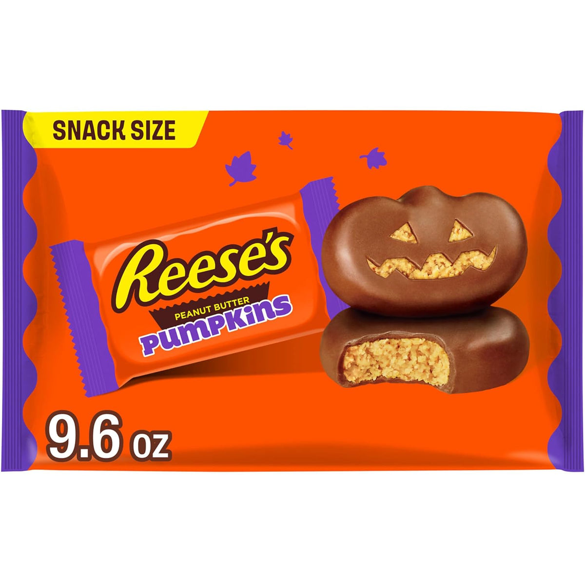 REESE'S Milk Chocolate Snack Size Peanut Butter Pumpkins, Candy Bag, 9.6 Oz
