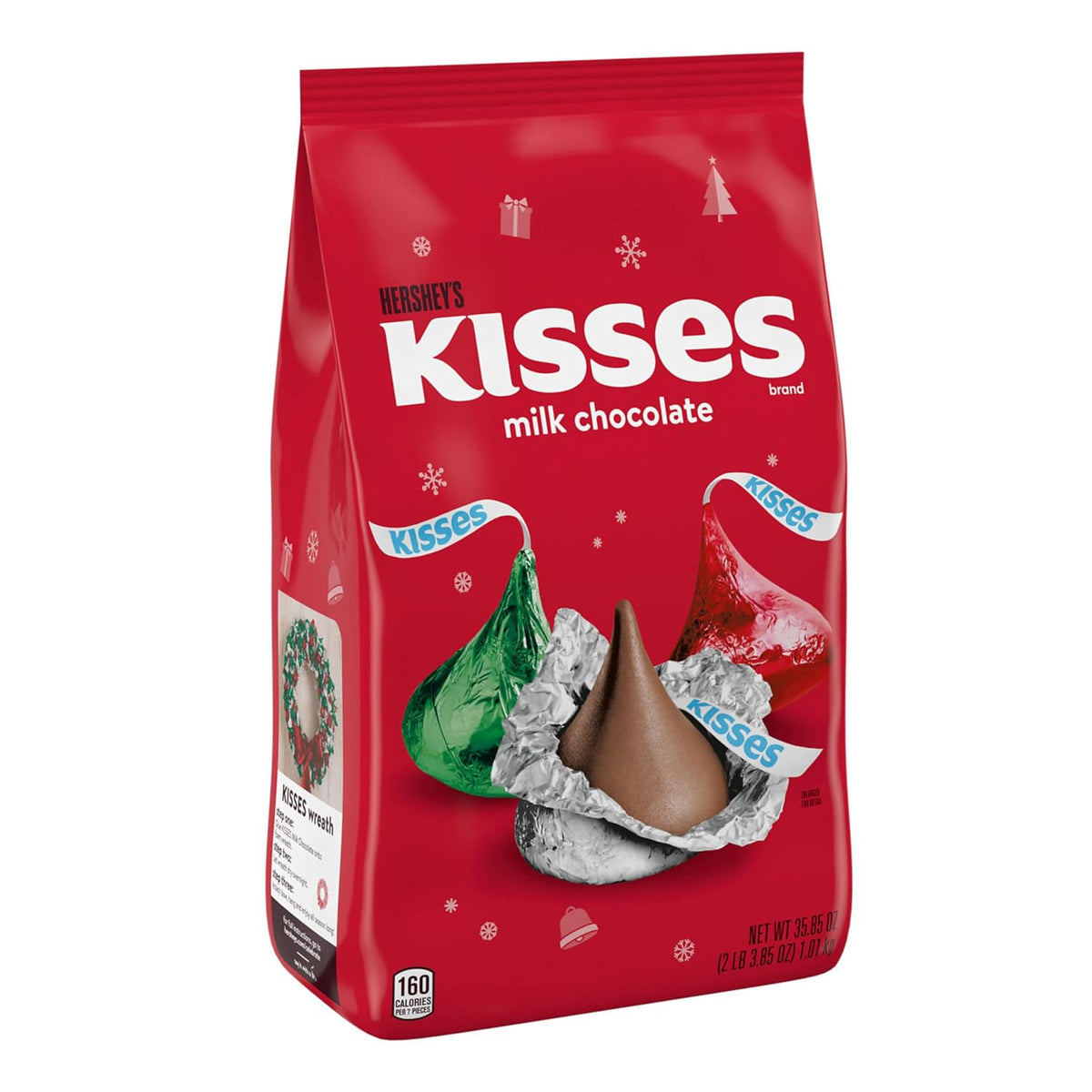 HERSHEY'S KISSES Milk Chocolate Candy, Christmas Bulk Candy Bag, 35.85 Oz