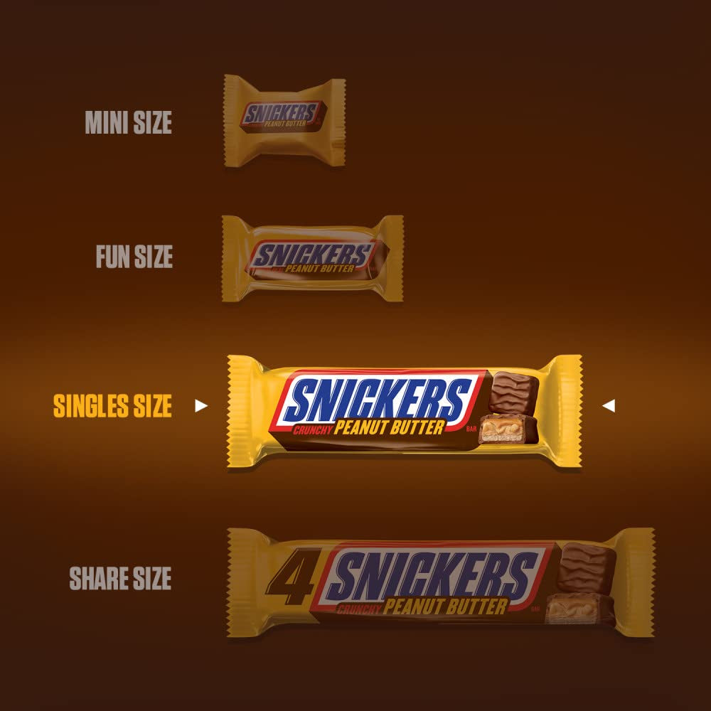 SNICKERS Peanut Butter Squared Singles Size Chocolate Candy Bars Individually Wrapped Chocolate 18-Count Box