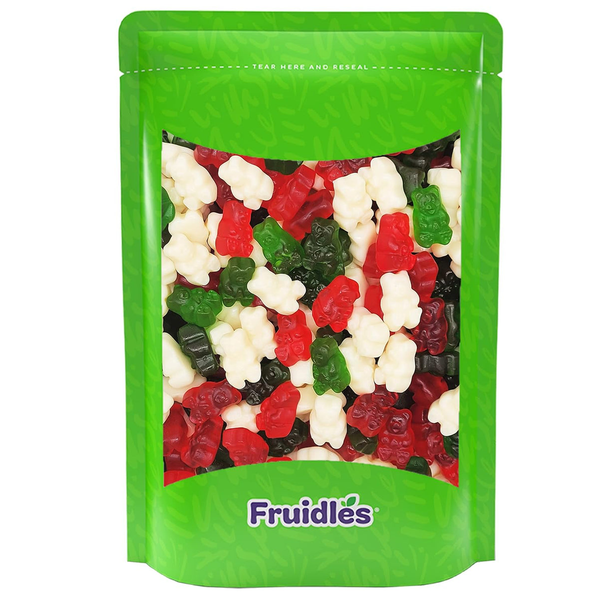 Fruidles Christmas Gummi Bears Candy, Red, White, and Green Delicious Gummies, Fun and Festive Holiday Snacking (2 Pounds)