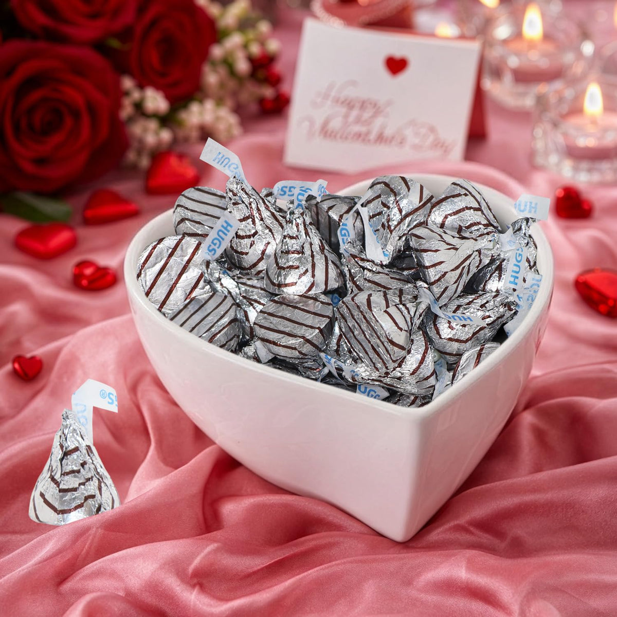Milk Chocolate Hugs Candy - 1 Pound Individually Wrapped Chocolate Candy - Approx 100 Pieces