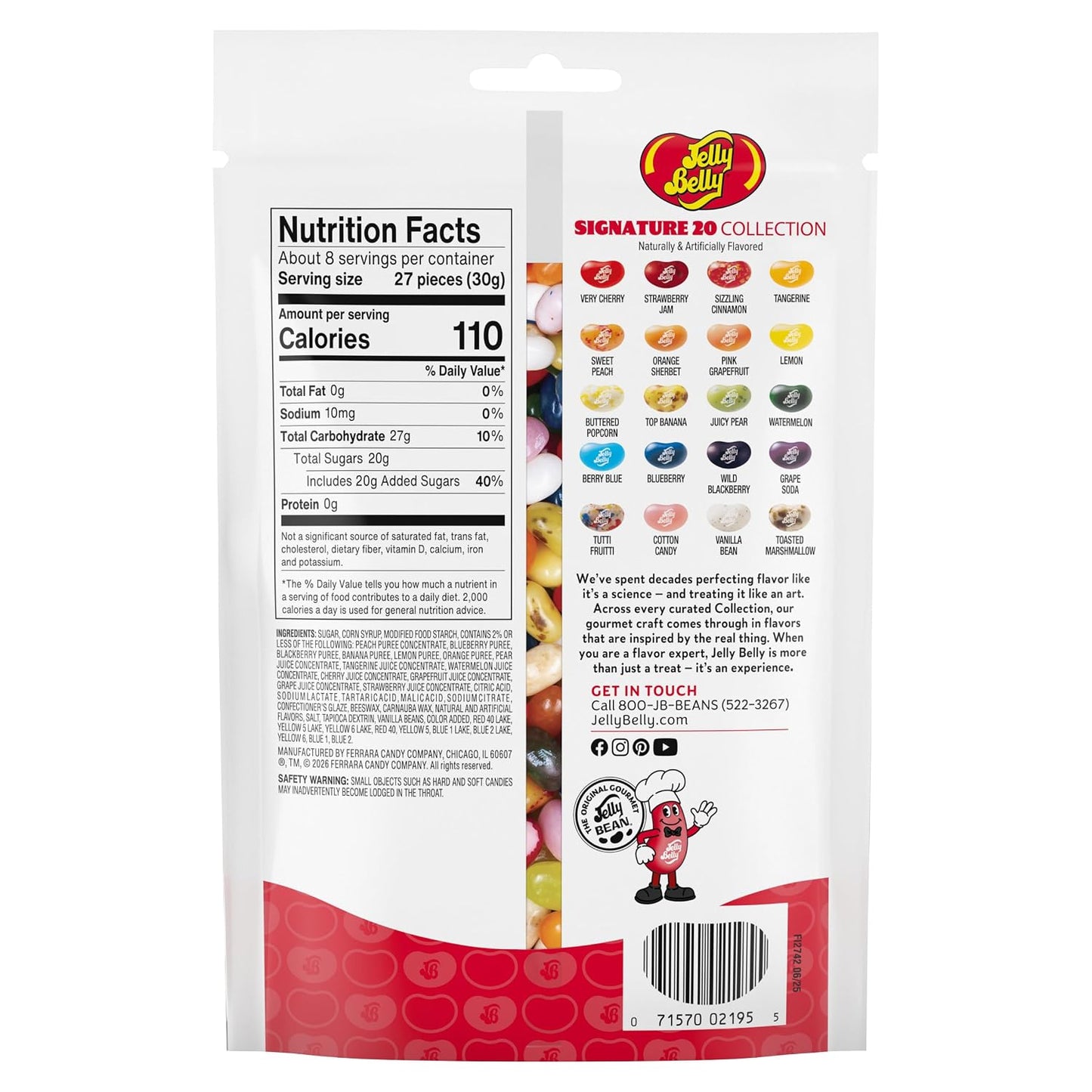 Jelly Belly Signature 20 Collection Jelly Beans - 8 Oz Pouch Bag