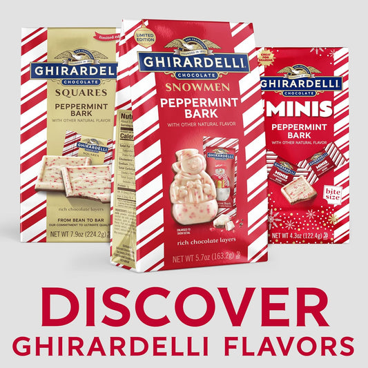 GHIRARDELLI Peppermint Bark Snowmen – Layers of Rich Chocolate with Festive Peppermint Flavor, 5.7 Oz Bag