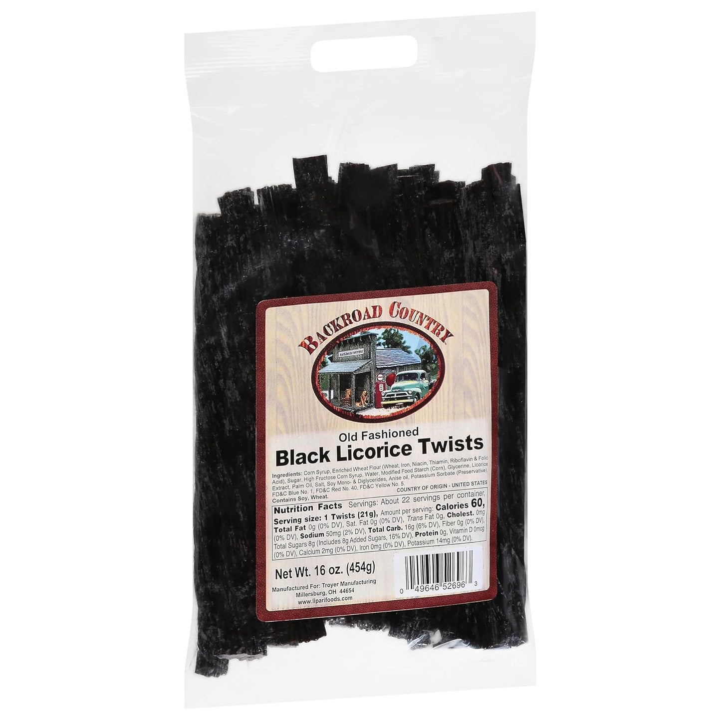 Backroad Country Old Fashioned Classic Black Licorice Twists - 16 OZ (Pack of 1)
