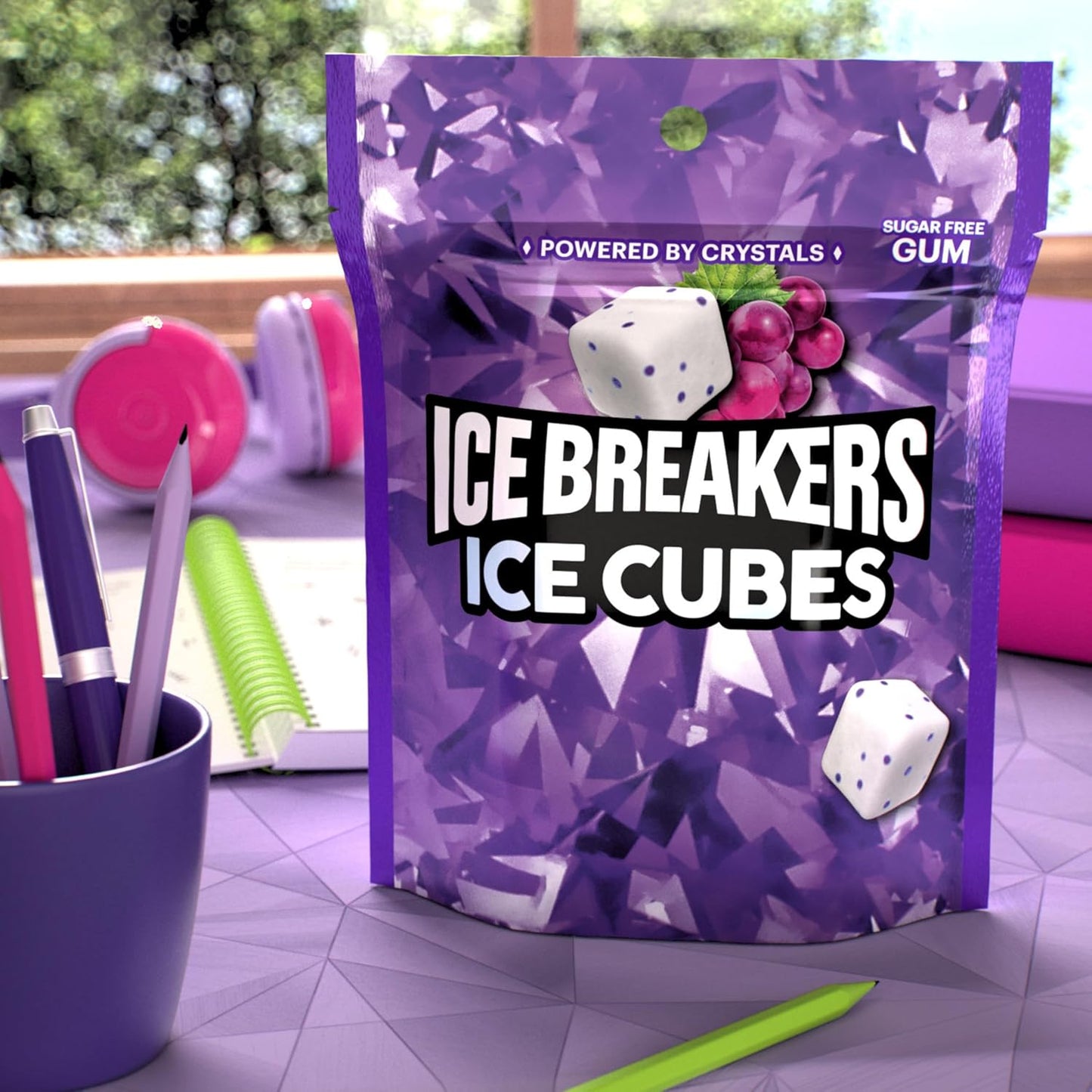 ICE BREAKERS Ice Cubes Arctic Grape Flavored Sugar Free Chewing Gum Pouch, 8.11 Oz (100 Pieces)