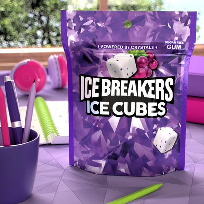 ICE BREAKERS Ice Cubes Arctic Grape Flavored Sugar Free Chewing Gum Pouch, 8.11 Oz (100 Pieces)
