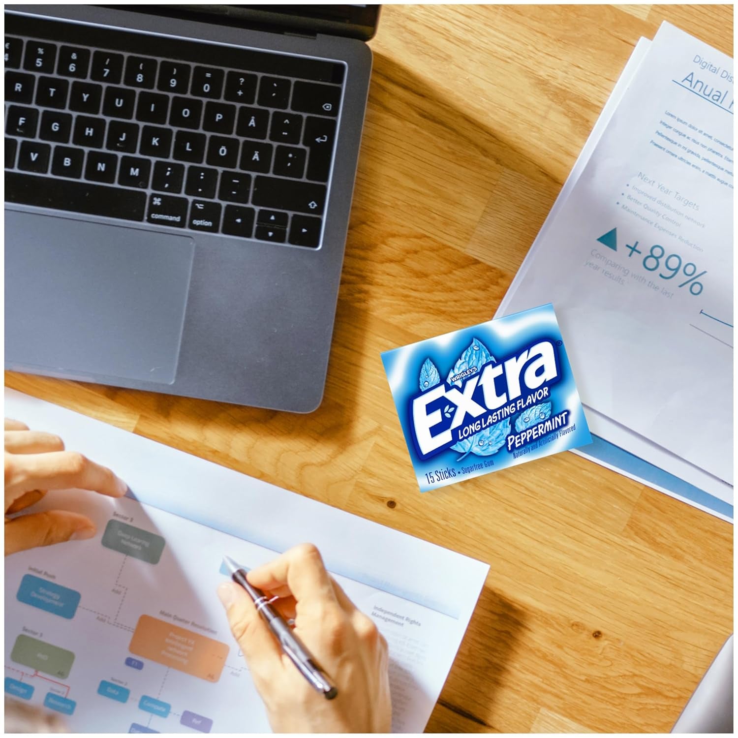 EXTRA Gum Peppermint Chewing Gum Bulk, Individually Wrapped, 15 Count (Pack of 10)