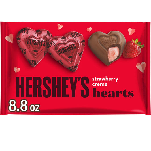 HERSHEY'S Strawberry Creme Flavored Hearts, Candy Bag, 8.8 Oz