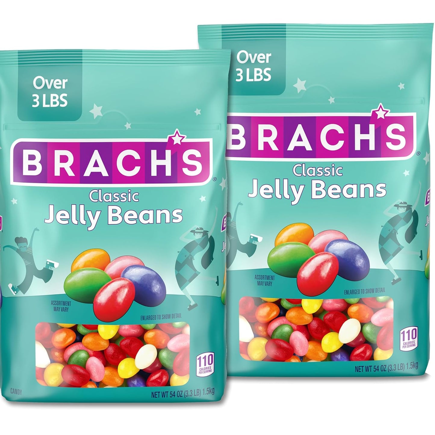 Brach's Classic Jelly Beans, Assorted Fruit Flavors, 54 Oz, 2 Ct | Pineapple, Lemon, Lime, Orange, Strawberry, Cherry, Grape