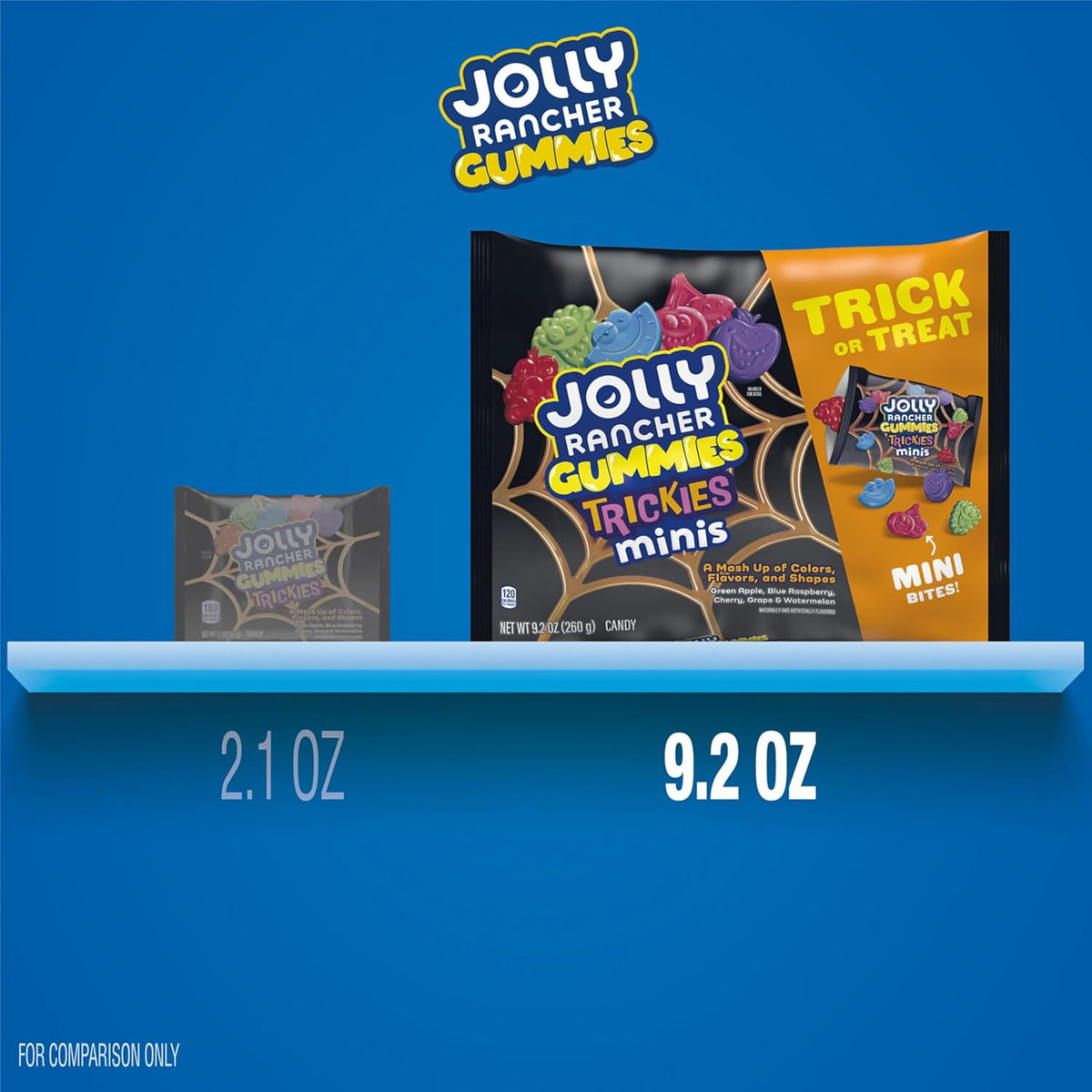 Jolly Rancher Trickies Gummy Halloween Candy Minis, Assorted Fruit, 9.2 Oz