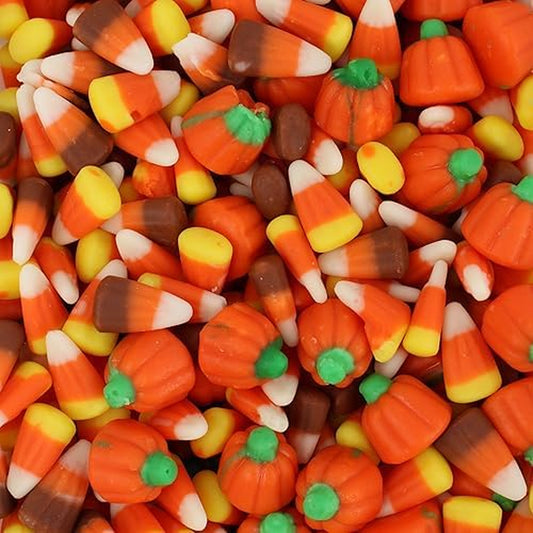 Autumn Mix Candy Corn with Pumpkins, Bulk Mellowcreme, 1 Lb