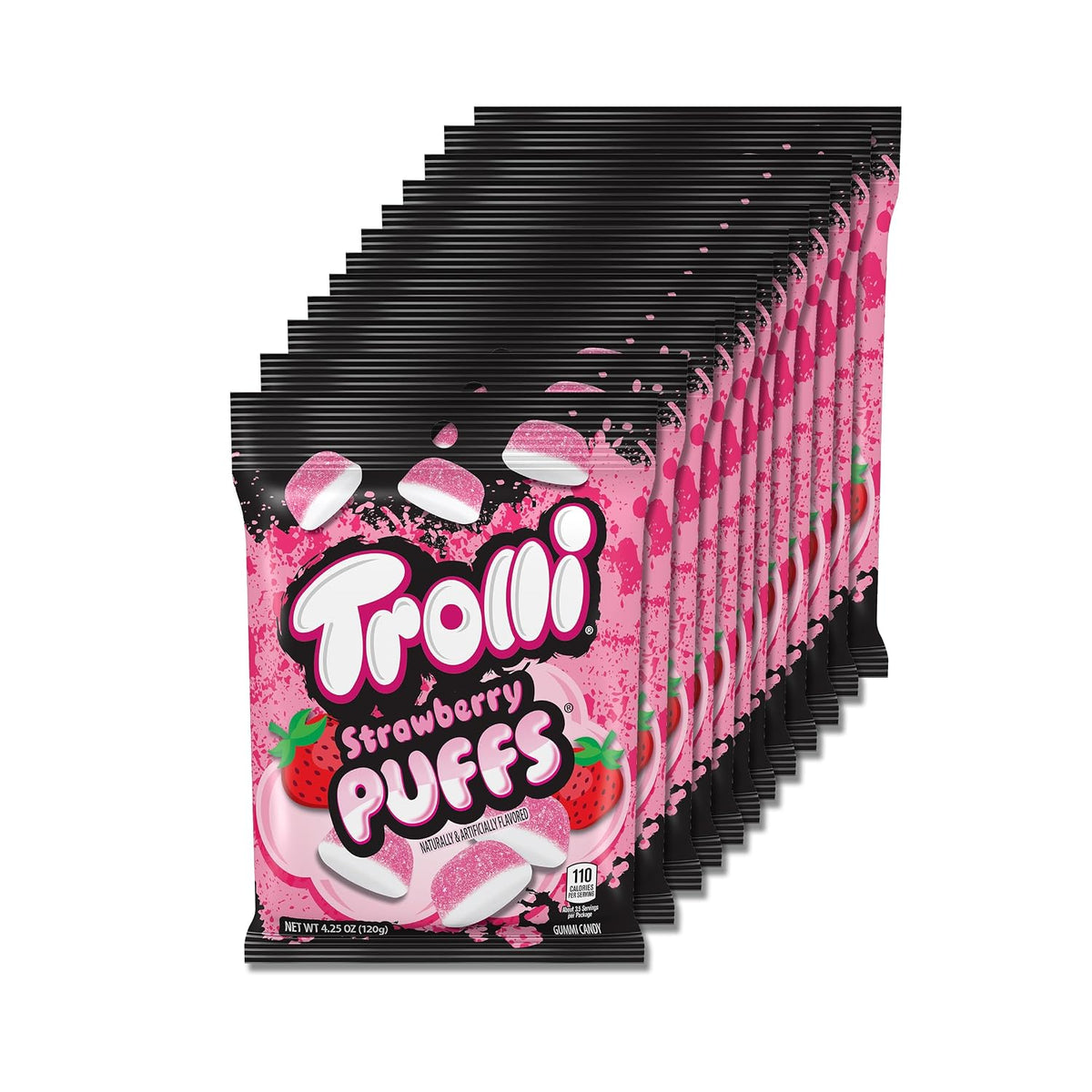 Trolli Strawberry Puffs Sour Gummy Candy, 4.25 Oz, 12 Pk