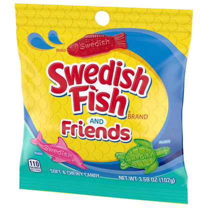 SWEDISH FISH and Friends Soft & Chewy Gummy Candy, Bulk Candy, 12-3.59 Oz Bags