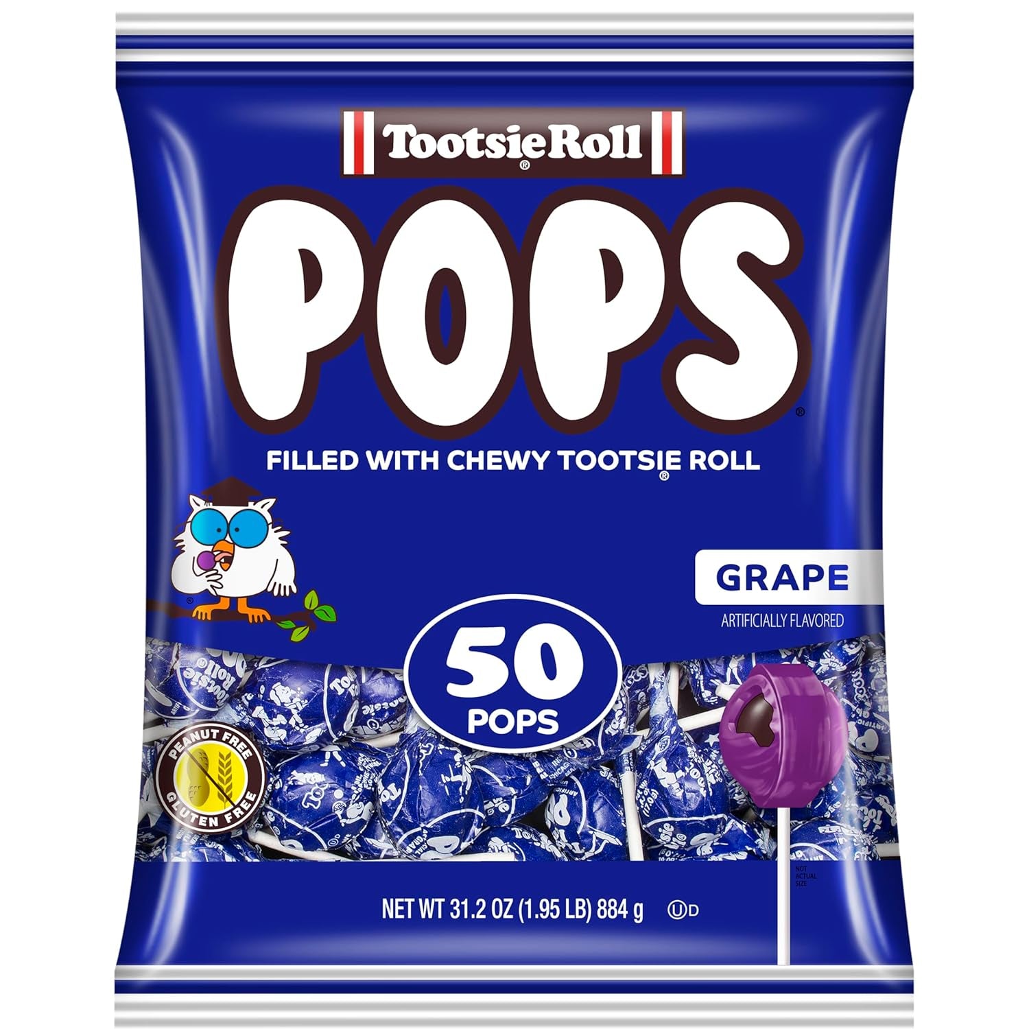Tootsie Pops Grape Flavored Lollipops, 50 Count, 1.95Lb (Pack of 1)