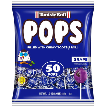 Tootsie Pops Grape Flavored Lollipops, 50 Count, 1.95Lb (Pack of 1)