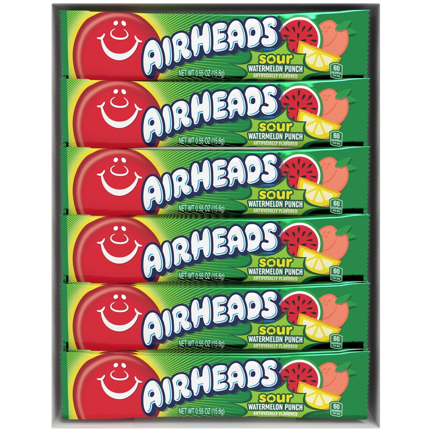 Airheads SOUR Candy Bars, Sour Watermelon Punch Flavored, Bulk, Pack of 36 Bars.