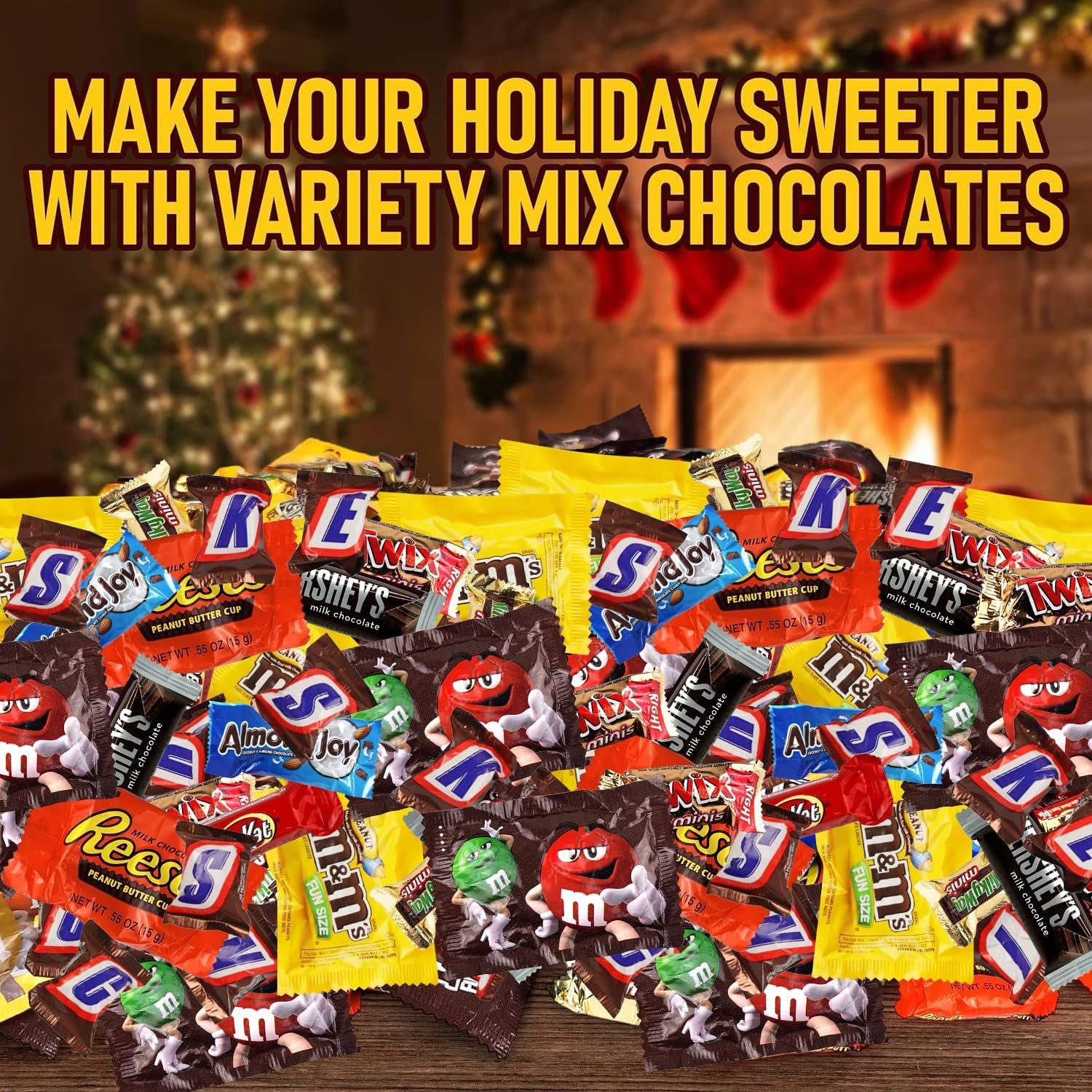 Chocolate Candy Variety Pack 5 Lb, 225 Ct, Fun Size Individually Wrapped | Assorted Milk & Dark Mini Bars for Goodie Bags, Office Snacks, Parties, Gifting, Holidays, Mixed Candy Bowl, Bulk Assortment