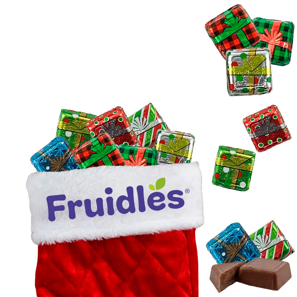 Fruidles Rich Christmas Chocolate Presents Squares Design, Smooth & Creamy Chocolate Presents (Half-Pound)