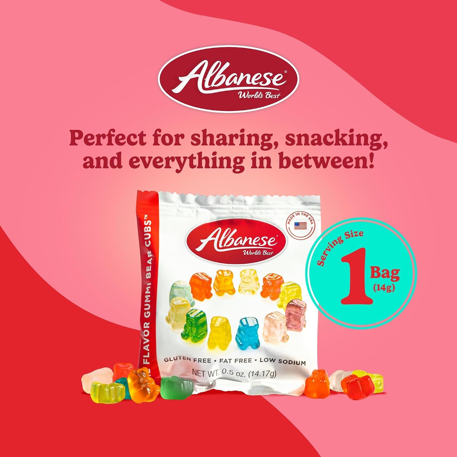 Albanese World'S Best 12 Flavor Gummi Bear Cubs | 50-0.5Oz Snack Packs of Candy | Miniature, Individually Wrapped, Soft Gummy