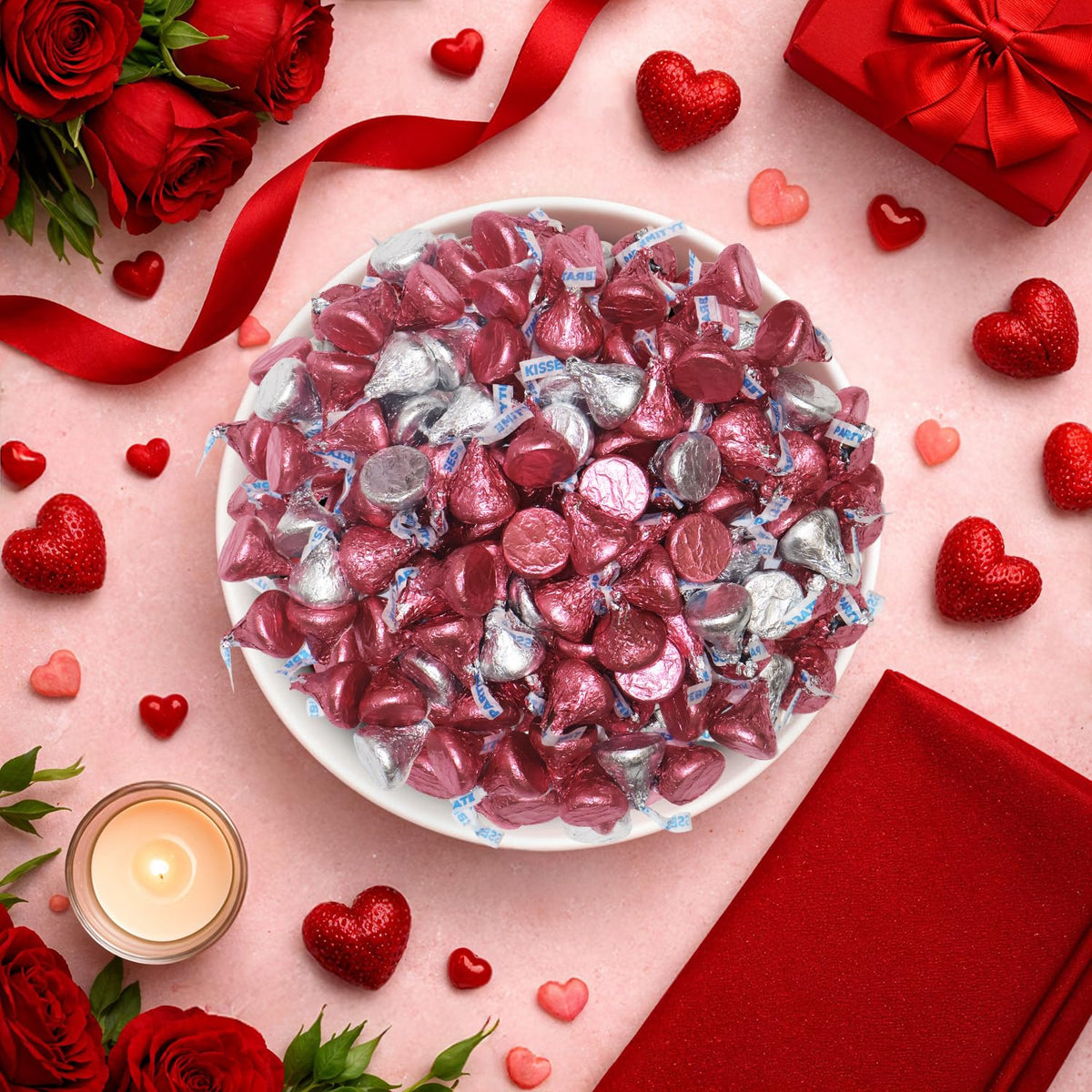 Pink and Silver Foil-Wrapped Milk Chocolate Candy - 1Lb Individually Wrapped Chocolate Approx. 100 Pieces