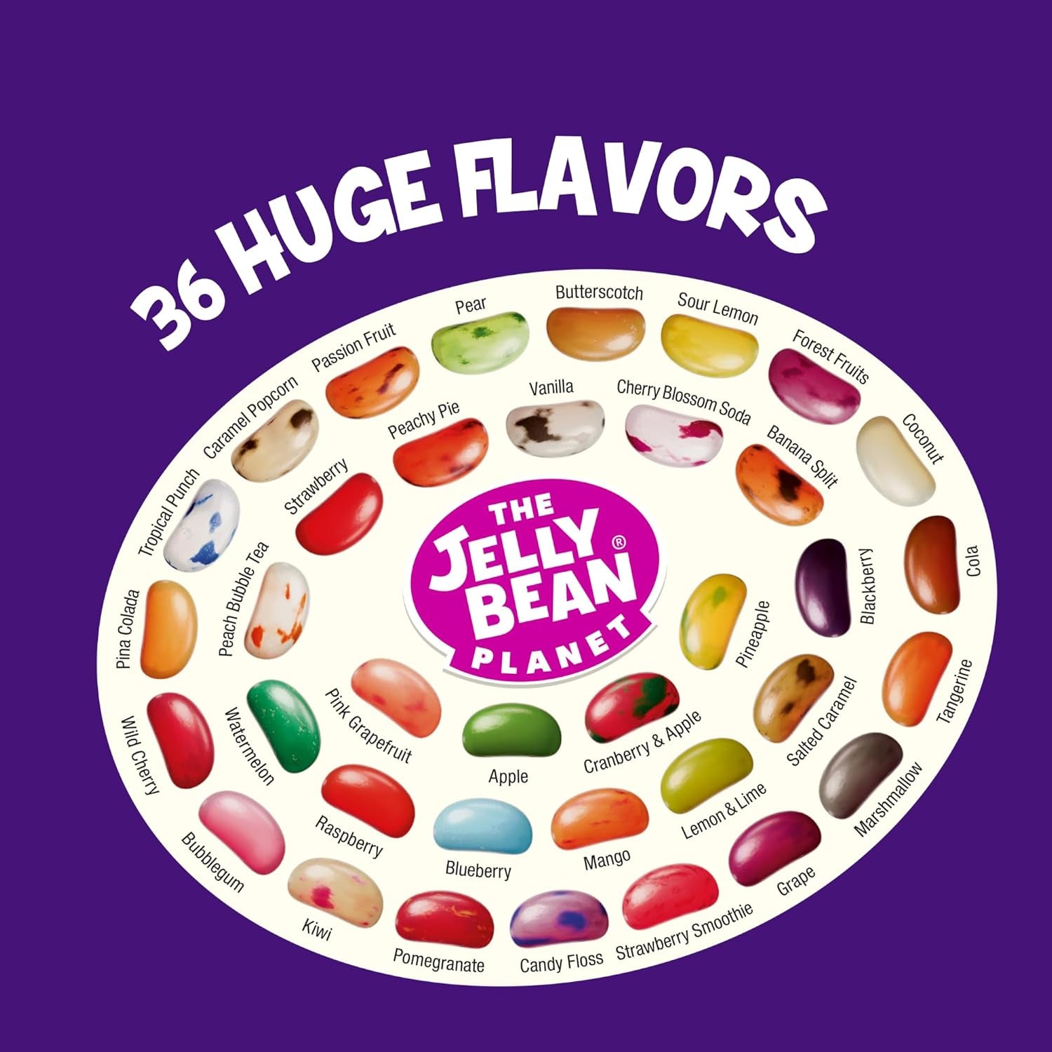 The Jelly Bean Planet, Gourmet Jelly Beans Bulk 25 Oz Jar - 36 Natural Fruit Flavors