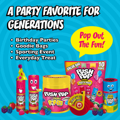 Push Pop Candy Lollipops - Individually Wrapped Variety Candy Party Pack - 24 Count